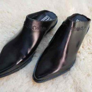 Code West western style black leather mule Sz 6M